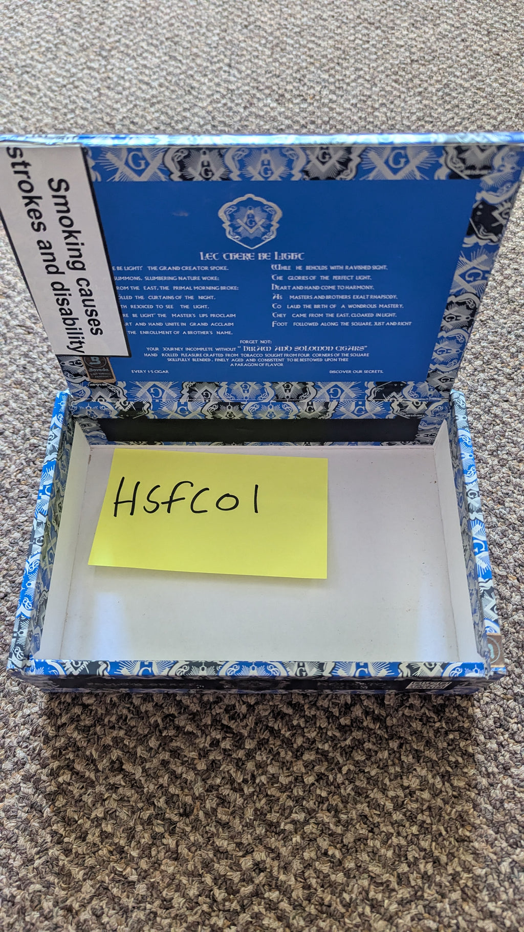 Hiram & Solomon fellow craft cigar box
