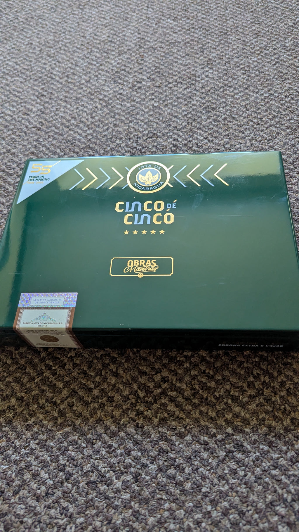 Cinco de Cinco green cigar box