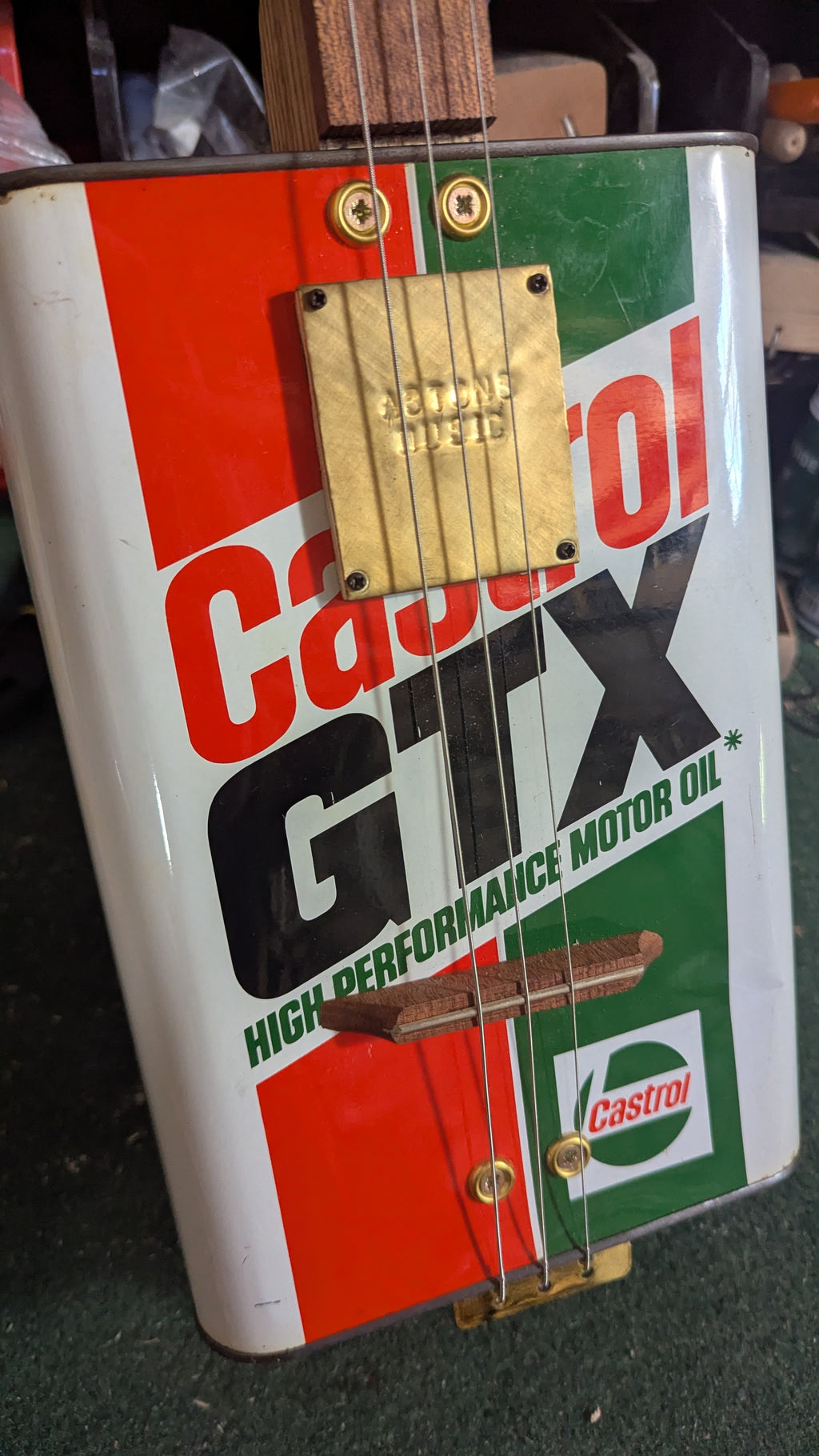Castrol GTX oil can guitar