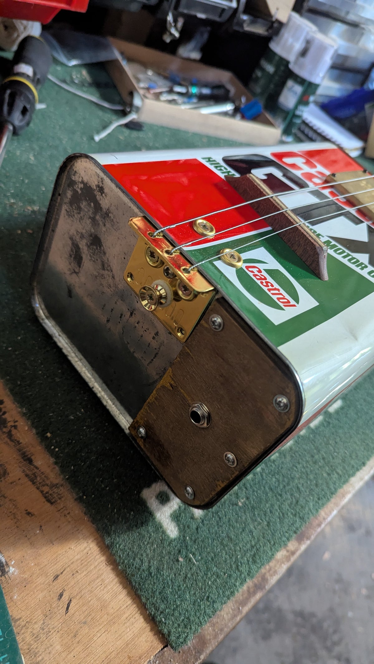 Castrol GTX oil can guitar