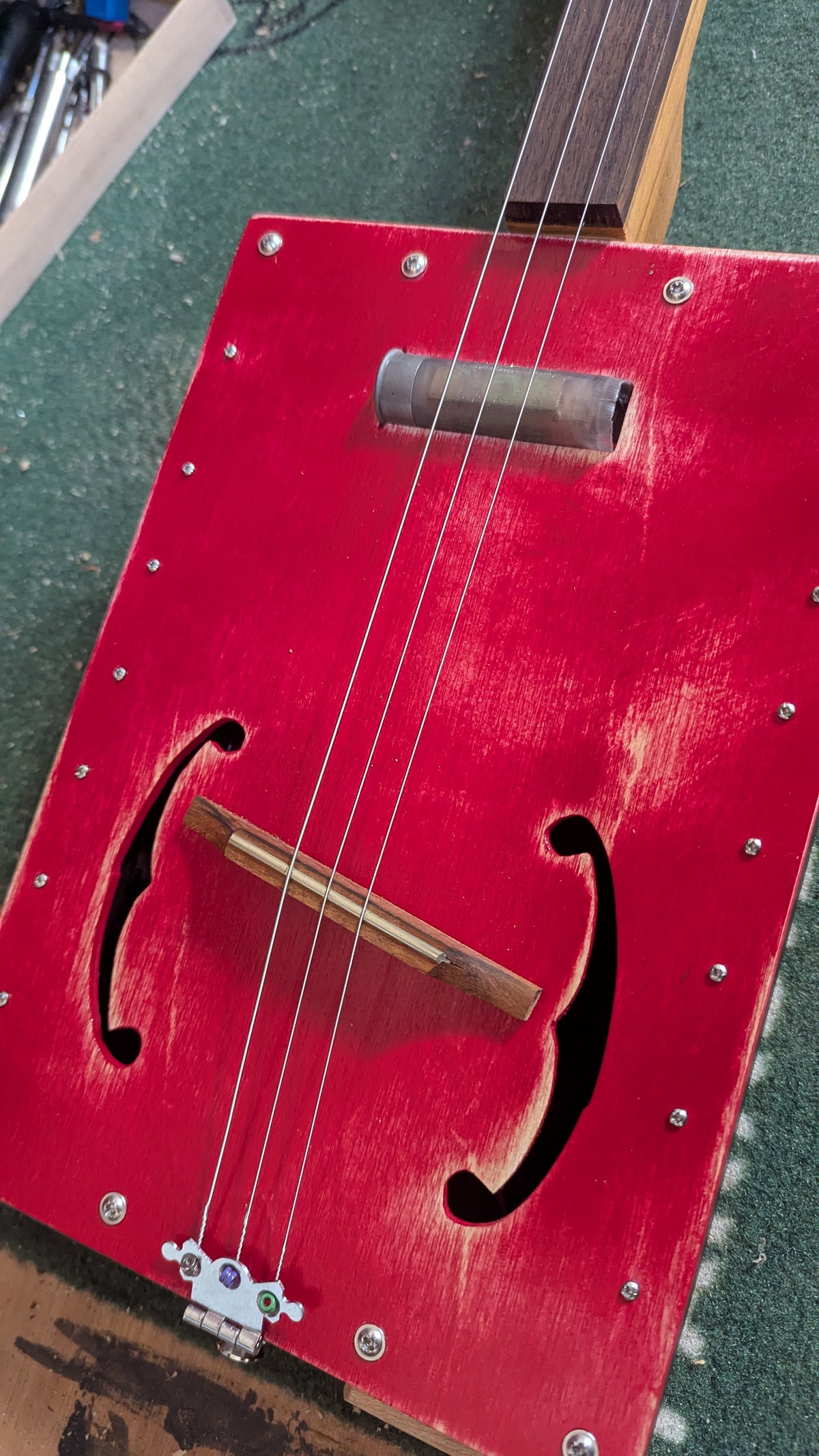 Red Box guitar with DIY Shotgun Shell pickup